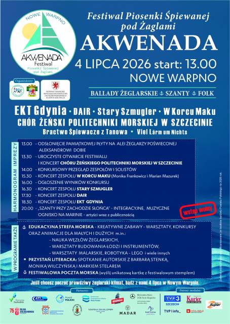 Festiwal Piosenki Śpiewanej pod Żaglami "AKWENADA" w Nowym Warpnie
