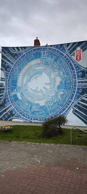 A mural commemorating the 40th anniversary of "Polska Żegluga Bałtycka S.A."