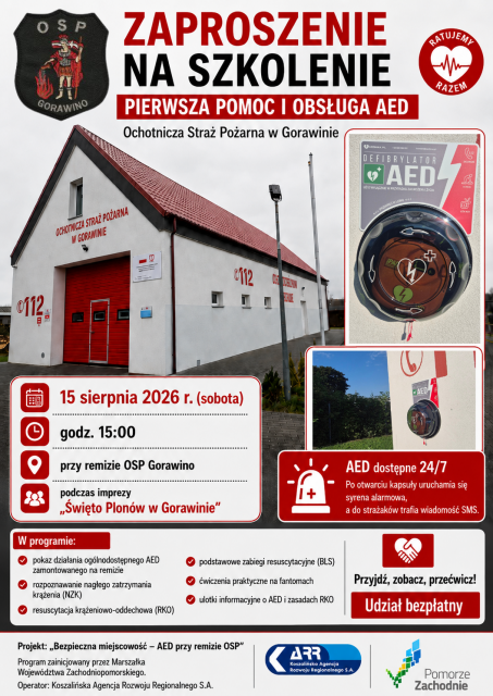  „Praktyczne szkolenie z zakresu udzielania pierwszej pomocy oraz obsługi automatycznego defibrylatora zewnętrznego AED.”