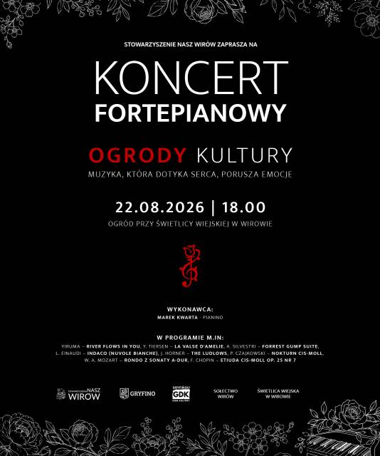 Koncert fortepianowy „OGRODY KULTURY: Muzyka, która dotyka serca, porusza emocje”
