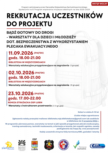 Recruitment of participants for the project “Be Ready for the Road—Workshops for Children and Teens on Safety Using an Emergency Backpack”